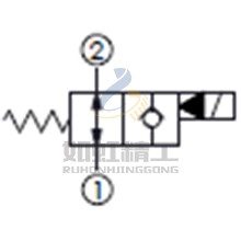 雙向流動(dòng),通電時(shí)口1封閉常開(kāi)型提動(dòng)軸型電磁方向閥